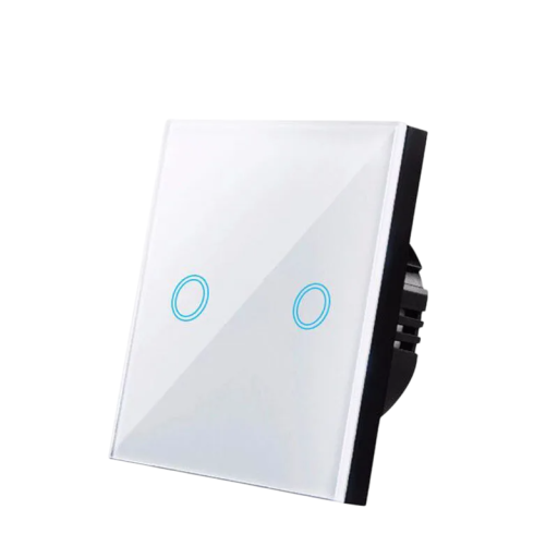 Dotykový nástěnný dvojitý vypínač 220V 8,6 x 8,6 x 3,5 cm Moderní skleněný panel Podsvícený senzorový ovladač Svítící ve tmě