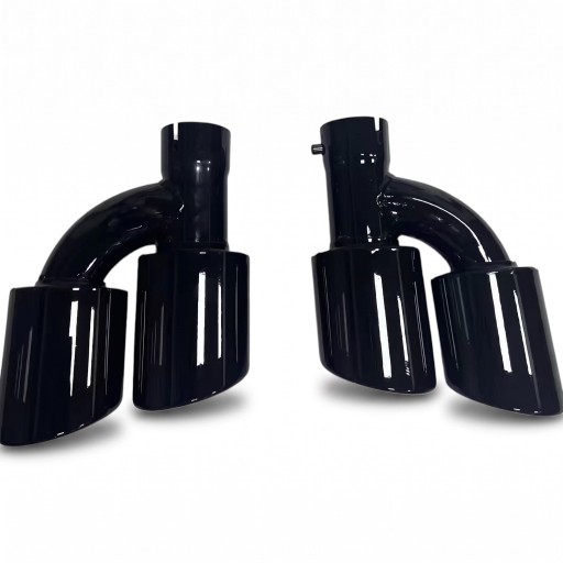 Double Angled Exhaust Tips, Left and Right Pair, Inlet 56 mm, Outlet 2× 89 mm, Welded Construction, Rear Exhaust for Car Tuning