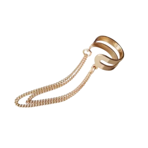 Double Ear Cuff with Chain Modern Punk Style for Women Hip-Hop Look Trendy Party Jewellery Christmas Wedding Birthdays