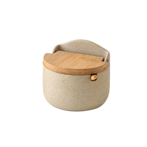 Dóza de cerâmica para especiarias com tampa 300 ml 10,5 × 9,3 cm dóza de cerâmica bege para armazenamento de sal, especiarias e condimentos