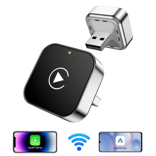 Draadloze adapter voor CarPlay en Android Auto 2-in-1, mini uitvoering 28 mm, automatische verbinding zonder kabels