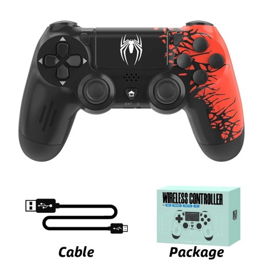 Draadloze controller met zwart-rode spinnenprint voor PlayStation 4 met trillingen en 6-assige bewegingssensor