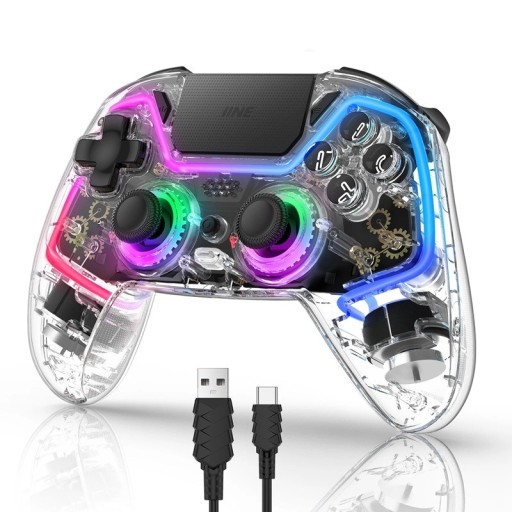 Draadloze gamecontroller transparant ontwerp RGB achtergrondverlichting analoge sticks trilrespons voor gamen op PC en console