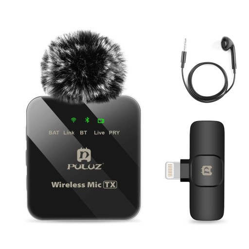 Draadloze lavaliermicrofoon voor iPhone met Lightning-connector, ruisonderdrukking, 10 uur batterijduur, 10 m bereik, geen app vereist