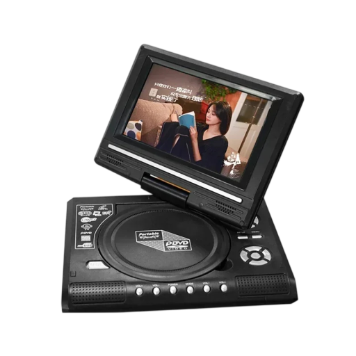 Draagbare DVD CD EVD speler met draaibaar LCD-scherm van 7,8 inch, ABS kunststof, 220 V, zwart, voor films, muziek, games en inhoud van USB