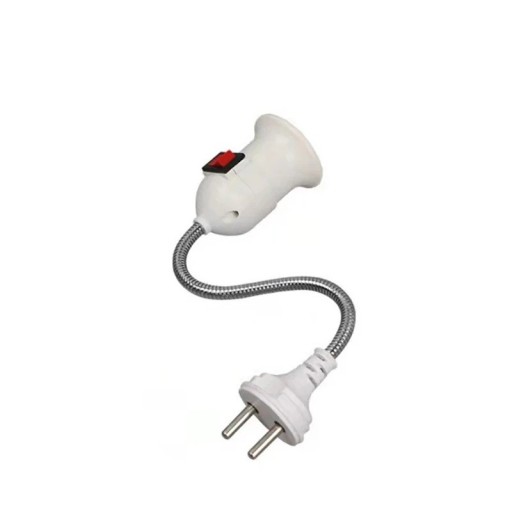 Draagbare E27 lampenhouder voor EU stopcontact directe adapter witte schakelaar fitting