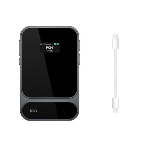 Draagbare hoofdtelefoonversterker met Bluetooth en USB DAC 32 bit en 384 kHz PCM en DSD 256 batterij 1160 mAh grijs voor iOS en Android