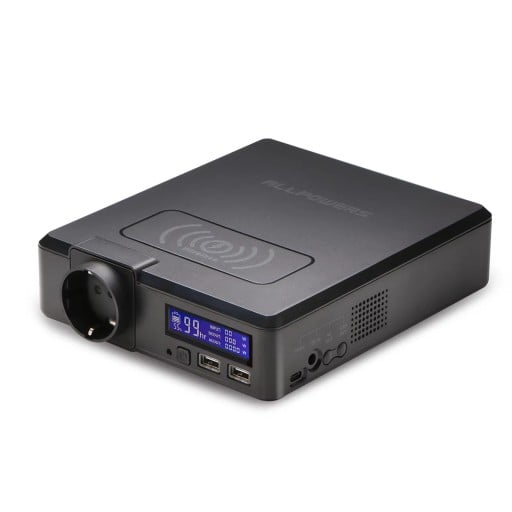Draagbare oplaadstation ALLPOWERS met AC-aansluiting 200 W en draadloos opladen Qi 154 Wh en 41.600 mAh Zwart Voor kamperen en reizen