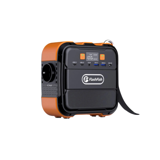 Draagbare oplaadstation FlashFish A101 120 W capaciteit 97,68 Wh AC 230 V zonne-powerbank oranje-zwart voor kamperen en thuisgebruik
