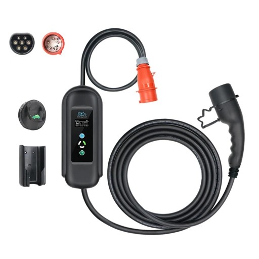 Draagbare oplader voor elektrische voertuigen Type 2 11 kW 16A 3-fase IEC 62196-2 10 m kabel CEE aansluiting met display en timer