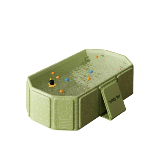 Draagbare opvouwbare babybad groen-wit reisbad van ecologisch PVC veilig voor gevoelige huid lichte bad voor baby's en kinderen