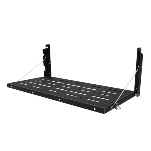 Draagbare opvouwbare tafel voor de bagageruimte Vouwblad met kabels en snelspanners 60 x 31 cm Roestvrij staal Zwart Voor auto en caravan
