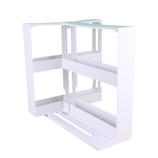 Draaiende keukenorganizer 28 x 27 x 10 cm 2-laags witte kunststof standaard van PP Praktische opbergdoos met schuifvakken voor kruiden