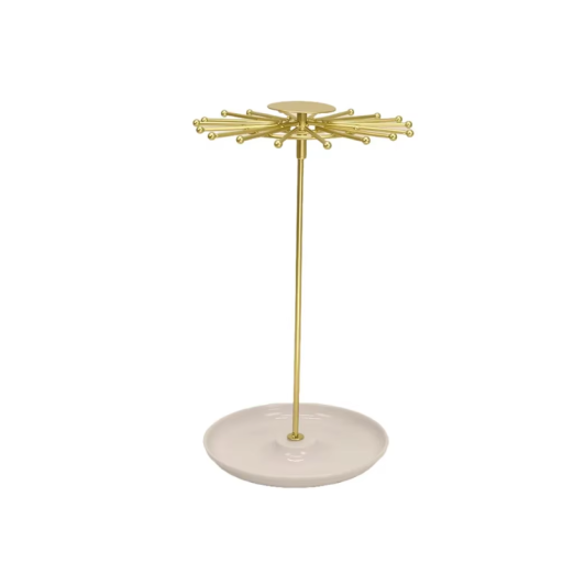 Draaiende sieradenstandaard 30,5 × 18 cm Bureau-organizer voor oorbellen, armbanden en kettingen metalen sieradenhouder met standaard