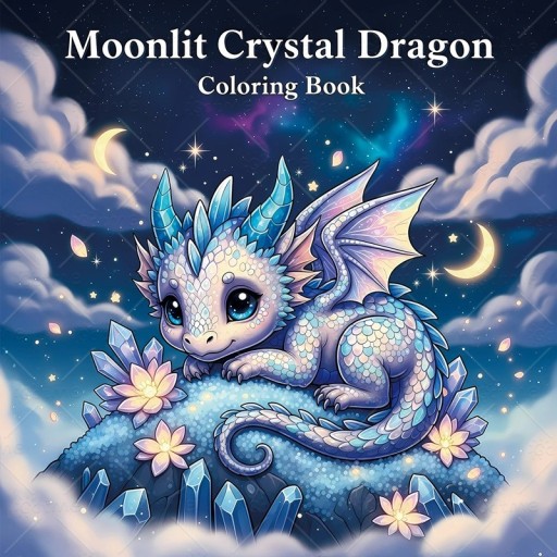Dragon-Themed Colouring Book Detailed Illustrations 20 x 20 cm 24 Single-Sided Pages Paper Colouring for Children and Adults