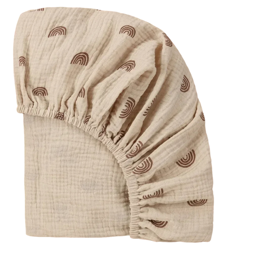 Drap de lit pour berceau pour bébé Drap-housse ovale 84 x 43 cm Drap en coton avec motif d'arcs-en-ciel