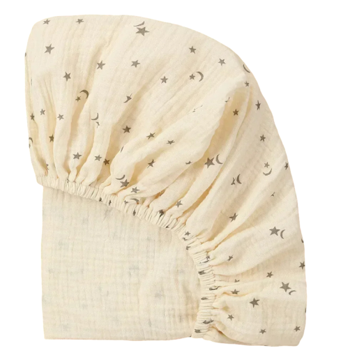 Drap pour berceau pour bébé Drap-housse ovale 84 x 43 cm Drap en coton avec motif d'étoiles et de croissants de lune