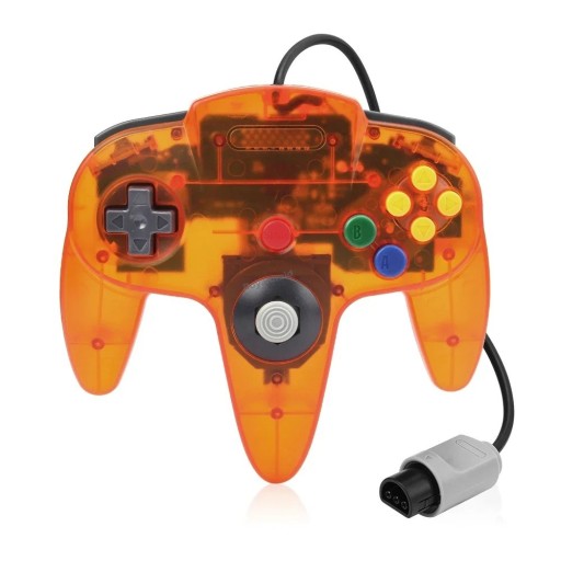 Drátový retro ovladač pro N64 konzoli s 10 tlačítky a přesným joystickem Ergonomický gamepad pro Nintendo 64 v osmi barvách