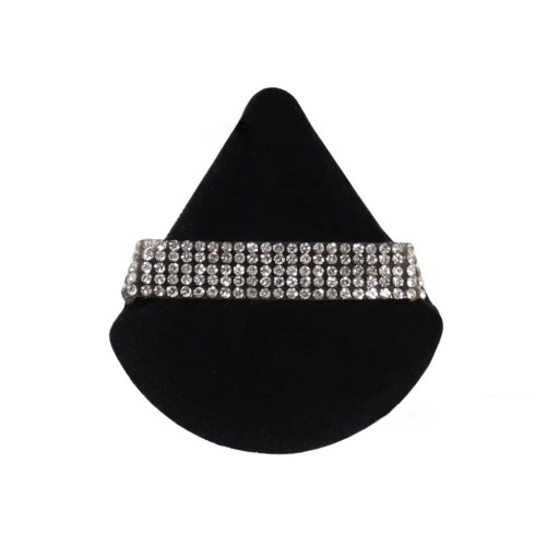 Dreieckiger Make-up-Schwamm aus Samt, 7 x 6,5 cm, Gesichtspuderschwamm, Kosmetikwerkzeug mit Diamantstreifen, feiner Make-up-Applikator
