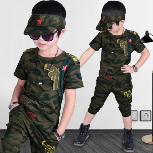 Drenge camouflage t-shirt og bukser L1576