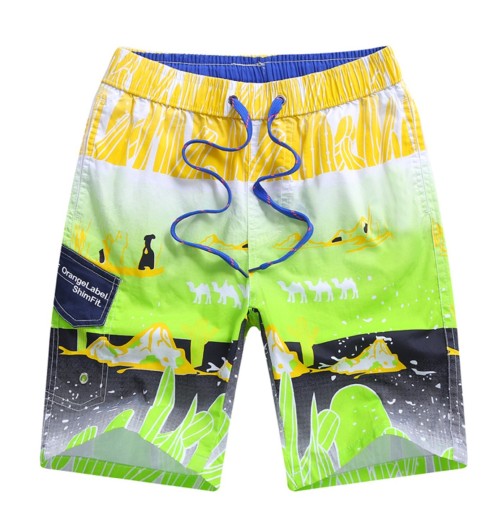 Drenge strandshorts med kamelfarvet mønster J1327