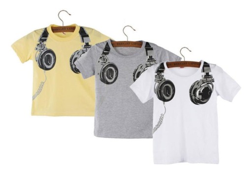 Drenge-T-shirt med hovedtelefonprint J1945