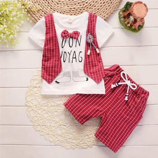 Drenge-T-shirt med vest og shorts L1141