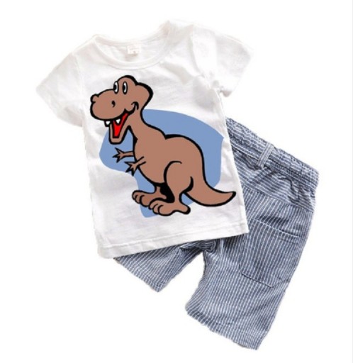 Drengesæt - T-shirt med dinosaur og shorts