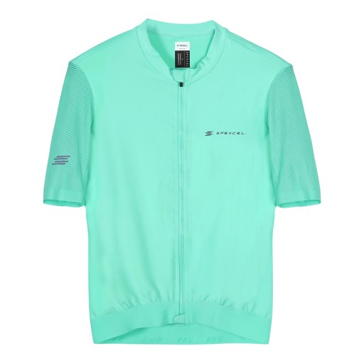 Dres de ciclismo masculino leve e respirável com mangas curtas e fecho de correr completo com mangas em rede e bolso nas costas
