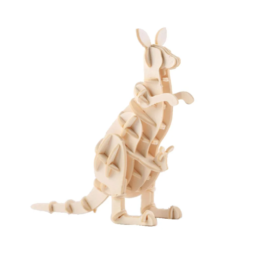 Dřevěné 3D puzzle Klokan 68x23x60 mm DIY zvířecí model ze dřeva Dekorační stavebnice pro děti i dospělé Ruční skládání Originální dárek