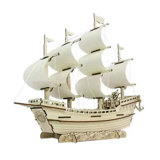 Dřevěné 3D puzzle model velké plachetnice 39x34x10 cm Montážní stavebnice Dekorační loď DIY řemeslný model Lodní dekorace na stůl