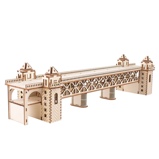 Dřevěné 3D puzzle Most 47,6 x 10,5 x 6,7 cm Montážní model pro děti i dospělé Dekorace na stůl 247 dílků DIY stavebnice