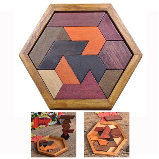 Drevené geometrické puzzle