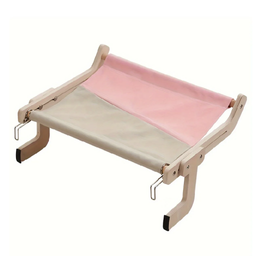 Dřevěné kočičí sedátko 47 x 38 cm pro parapet nebo rám postele Pohodlná plošina pro kočky Nosnost do 18 kg Snadná montáž Bez vrtání