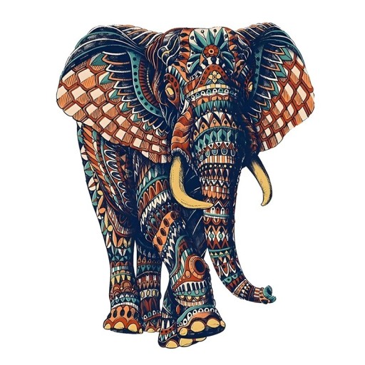 Dřevěné puzzle Slon 20,5 x 25,6 cm 160–200 dílků Nepravidelné tvary Zvířecí motiv Antistresová hračka Kreativní vánoční dárek pro dospělé