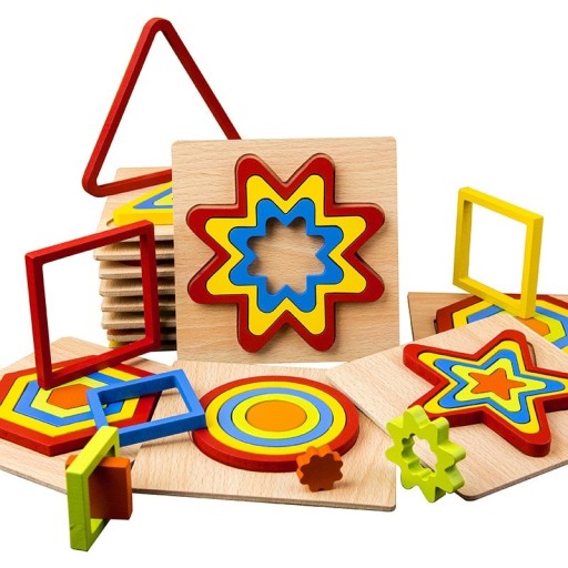 Dřevěné vkládací puzzle geometrické tvary