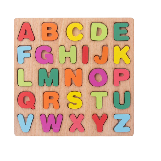 Dřevěné vkládací puzzle písmena 20 x 20 cm