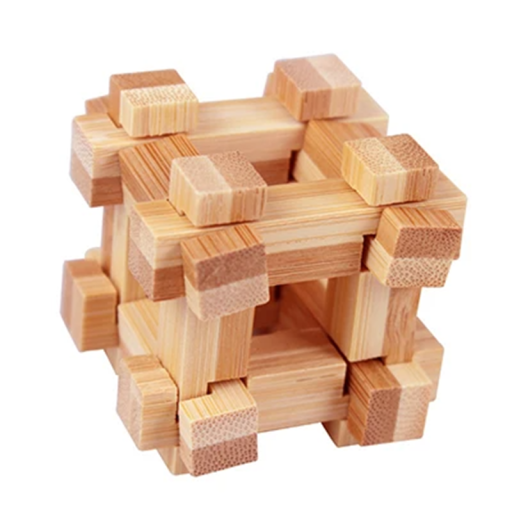 Drevený hlavolam 4,5 x 4,5 cm Malá logická hračka pre deti i dospelých Tradičný skladací hlavolam pre tréning mozgu Relaxačná pomôcka