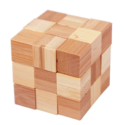 Drevený hlavolam kocka 4,5 x 4,5 cm Malý logický hlavolam pre deti i dospelých Tréning mozgu Drevená skladačka Relaxačná hračka