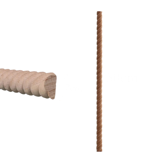 Drewniana dekoracyjna listwa spiralny profil 50×1,2 cm drewno lite naturalne brązowe ozdobna listwa do mebli i dodatków do wnętrz