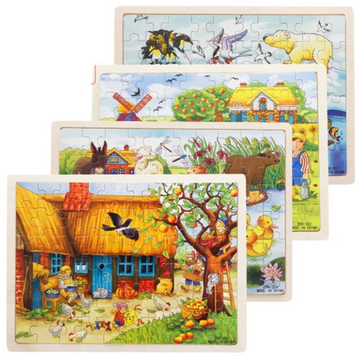 Drewniane puzzle dla dzieci 60 sztuk