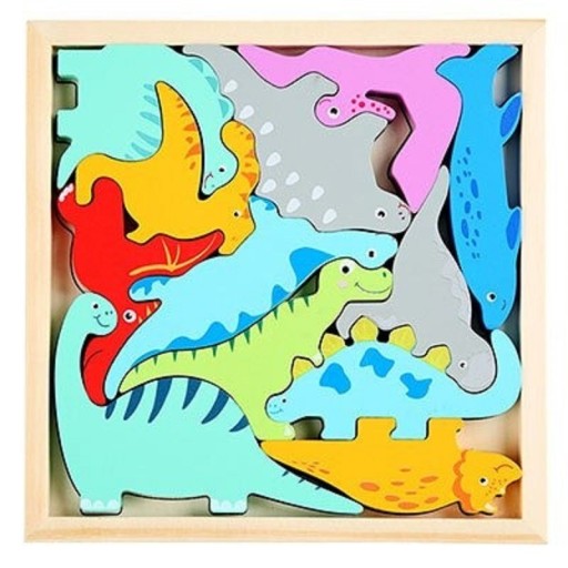 Drewniane puzzle dla dzieci z dinozaurami