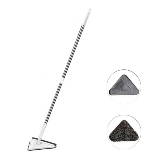 Driehoekige dweil 360° draaibaar 100 cm Telescopische steel Nat en droog reinigen Wasbare hoes Microvezel voor plafonds vloeren hoeken