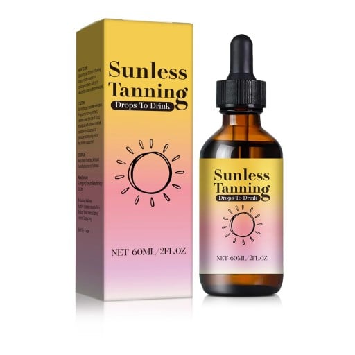 Drinkbare tanningdruppels 60 ml met bètacaroteen en luteïne Vitamines A C en E Ondersteuning van zonloze tanning Voor geleidelijke gelijkmatige tanning