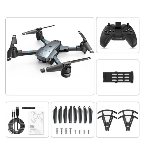 Drone med 1080p kamera og tilbehør