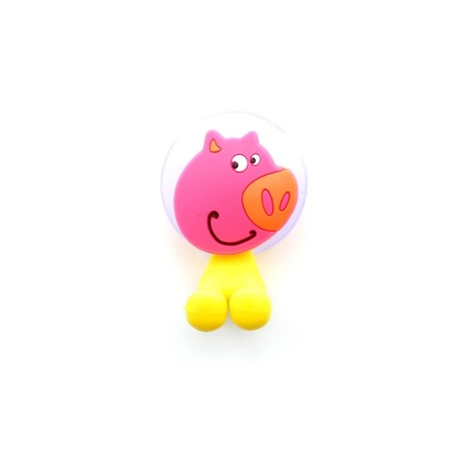 Držák na zubný kartáčik s prísavkou 7,5 x 4 cm Prasiatko silikónový držák na kartáčiky PVC Nástenný kúpeľňový organizér pre deti