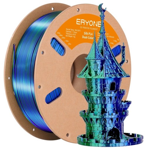 Dual Silk Filament 1.75 mm Blue and Green 3 kg Glossy Gradient for Decorative Models Smooth Layers Precise Creation