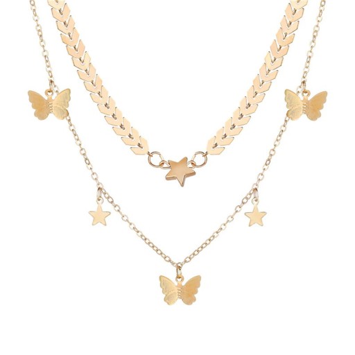 Dubbele damesketting met vlinders G809