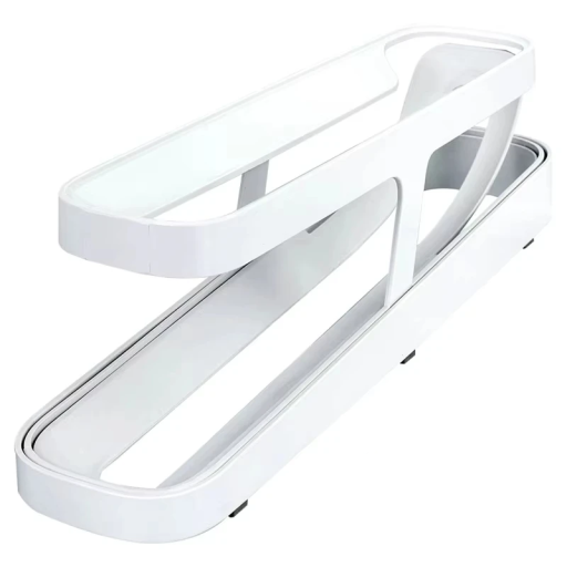 Dubbele laag eierhouder voor koelkast, opvouwbare eierorganizer, automatische dispenser, ladderstijl, draagbare opbergdoos