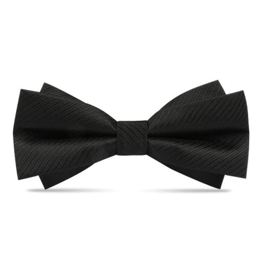 Dubbele vlinderdas voor heren zwart met patroon Elegante accessoire Formele stijl Kwaliteitsmateriaal Verstelbare maat Voor bruiloften, gala's